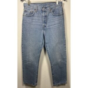 Levi's 501 Womens Jeans W28‎ L26 Light Wash Button Fly Waterless Straight Leg